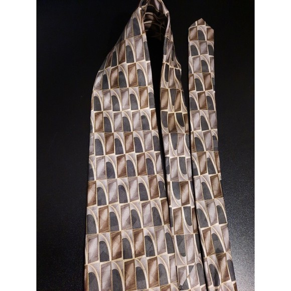 Pierre Cardin 100% Silk Geometric Multicolor Neutral Tie - Picture 3 of 5